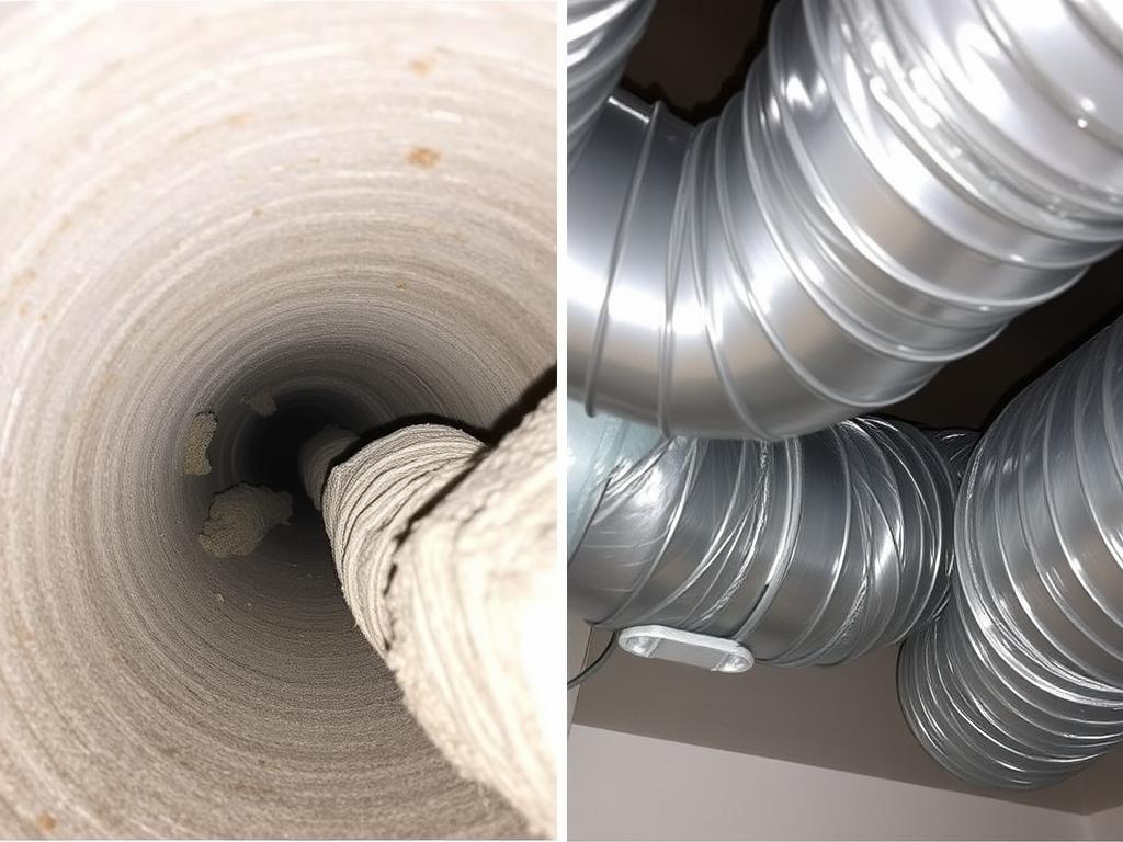 Before and after air duct cleaning in San Antonio home showing dramatic difference