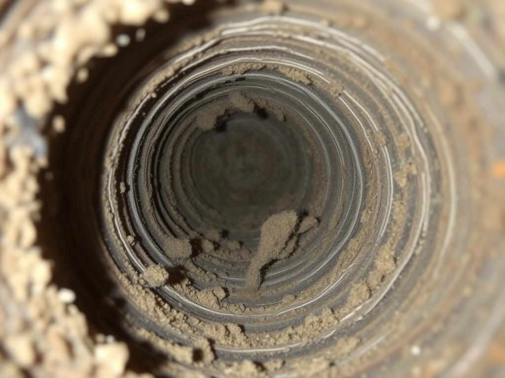 Dust and allergen buildup inside residential air ducts in San Antonio home